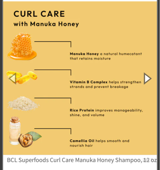 BCL Superfoods Curl Care Manuka Honey Shampoo 12oz - Image 3